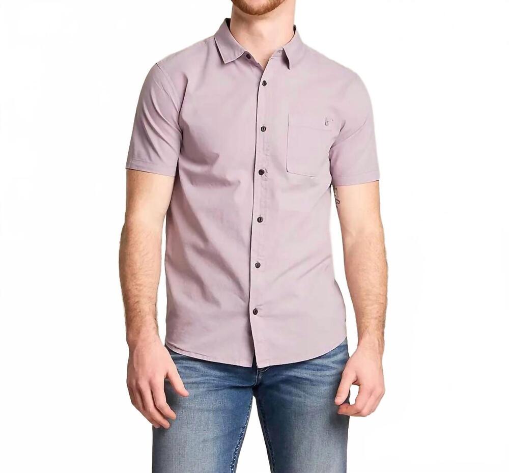 NEW ROARK made to fade short sleeve woven shirt in dusty lilac